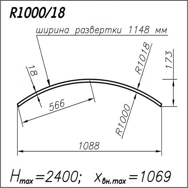 Панель R1000 18 мм выпуклая